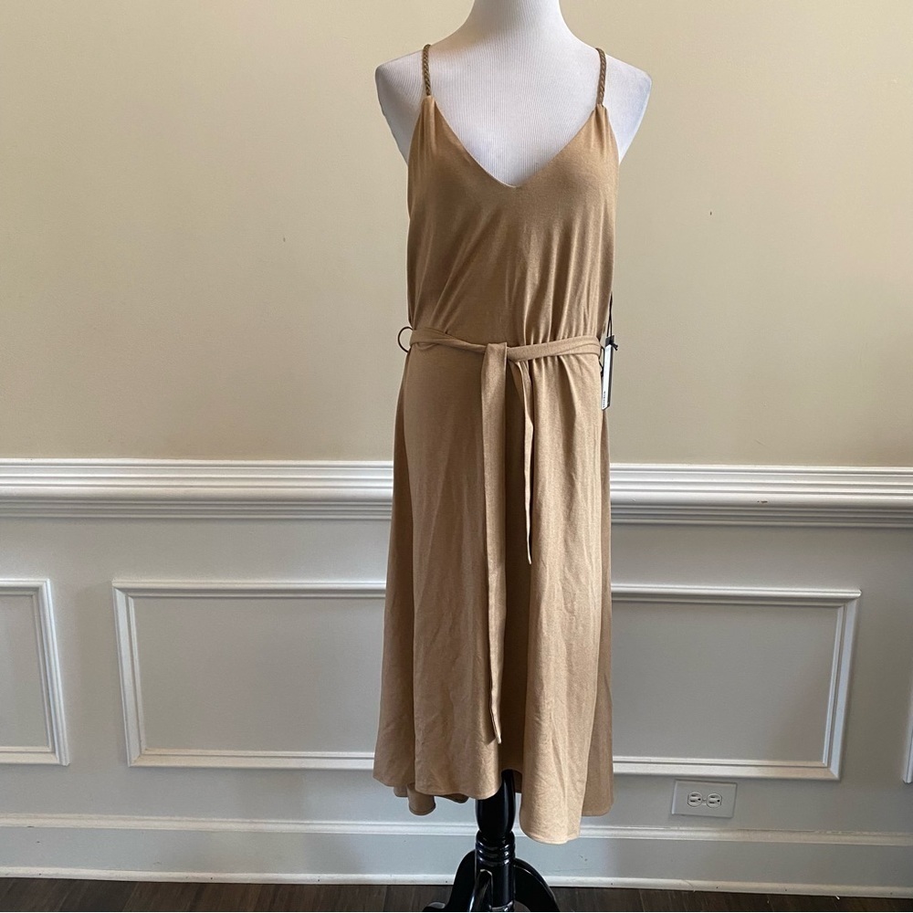 HUNTER BELL NEW YORK Camel Brown Tyler Sleeveless T Back Dress Size Large